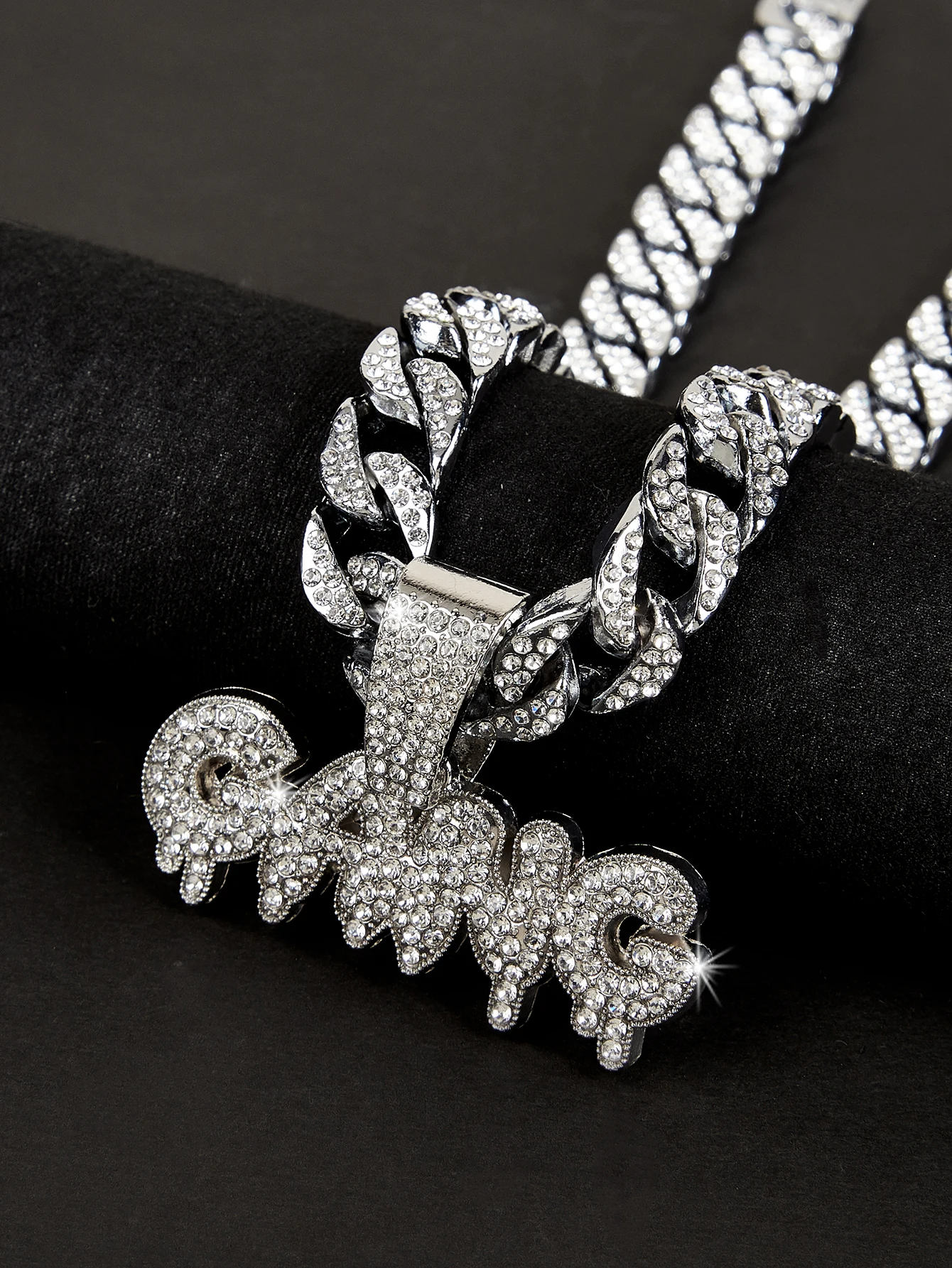 Bling Letter GANG Pendant Necklace, Hip Hop Jewelry For Miami Rapper