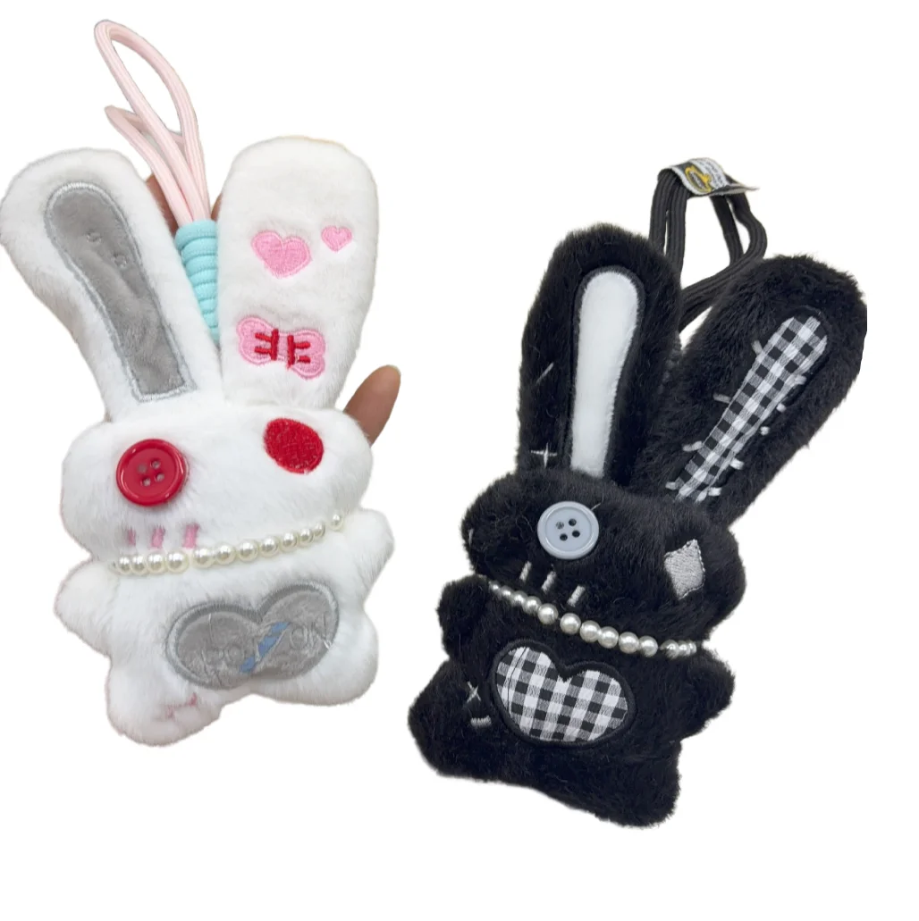 24pcs/lot 18cm Cute Long Ear Devil Rabbit Plush Toy Bag Charm Keychain Ornament Accessories