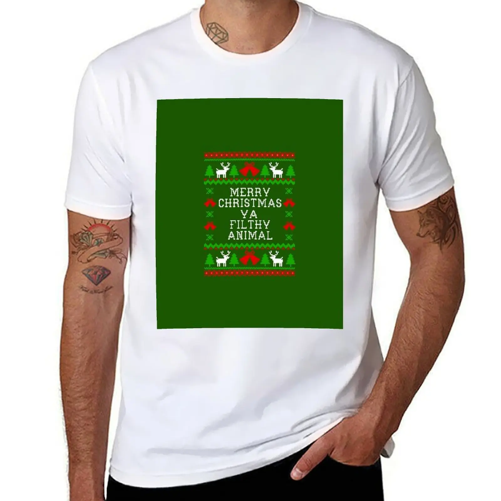 

Merry Christmas Ya Filthy Animal - Ugly Christmas Sweater Style T-Shirt t shirts for man graphic tees t shirts designer T-Shirt