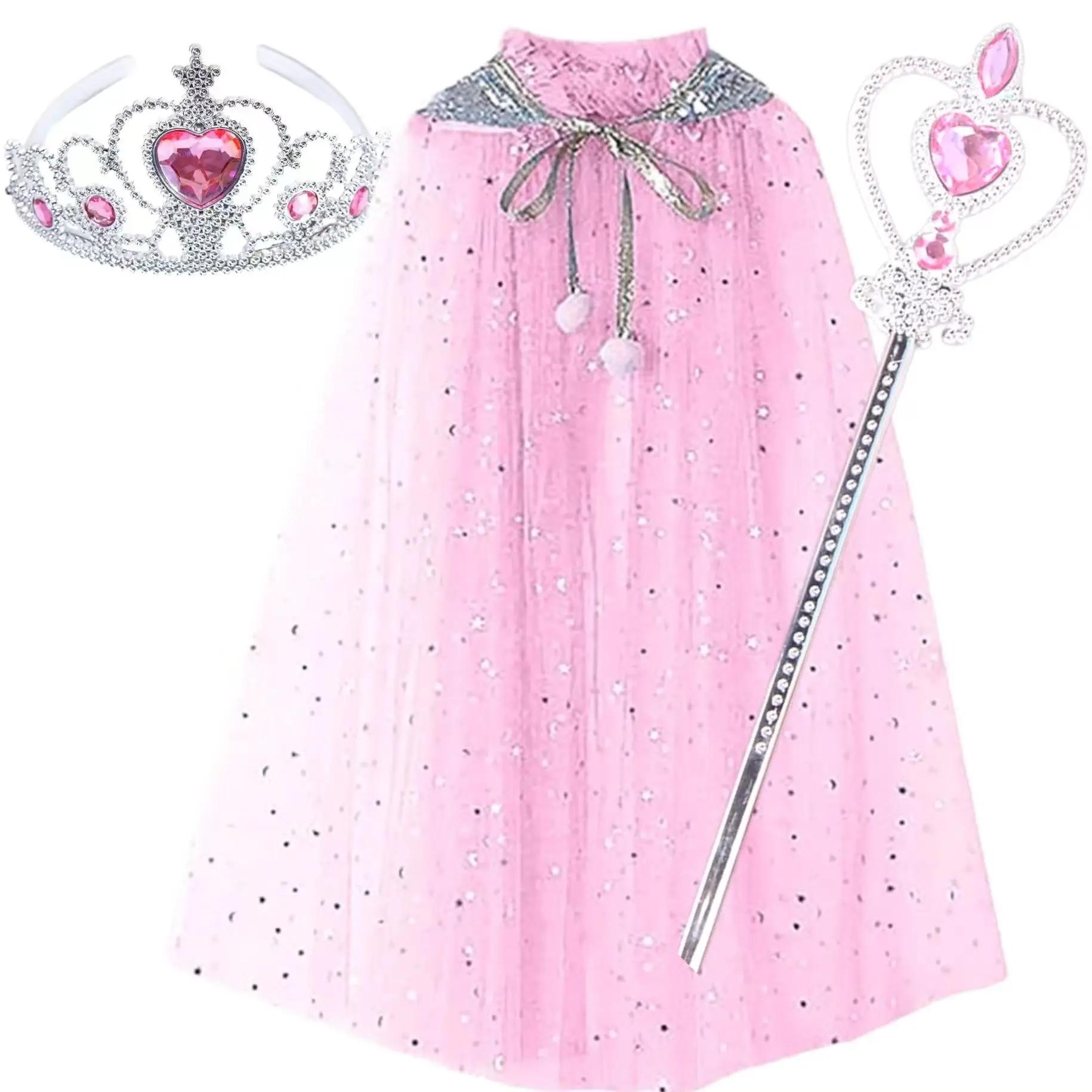 Costume For Girl Cape Shawl Cape Girls Princess Crown Cape Suit Halloween Performance Costume - view 6