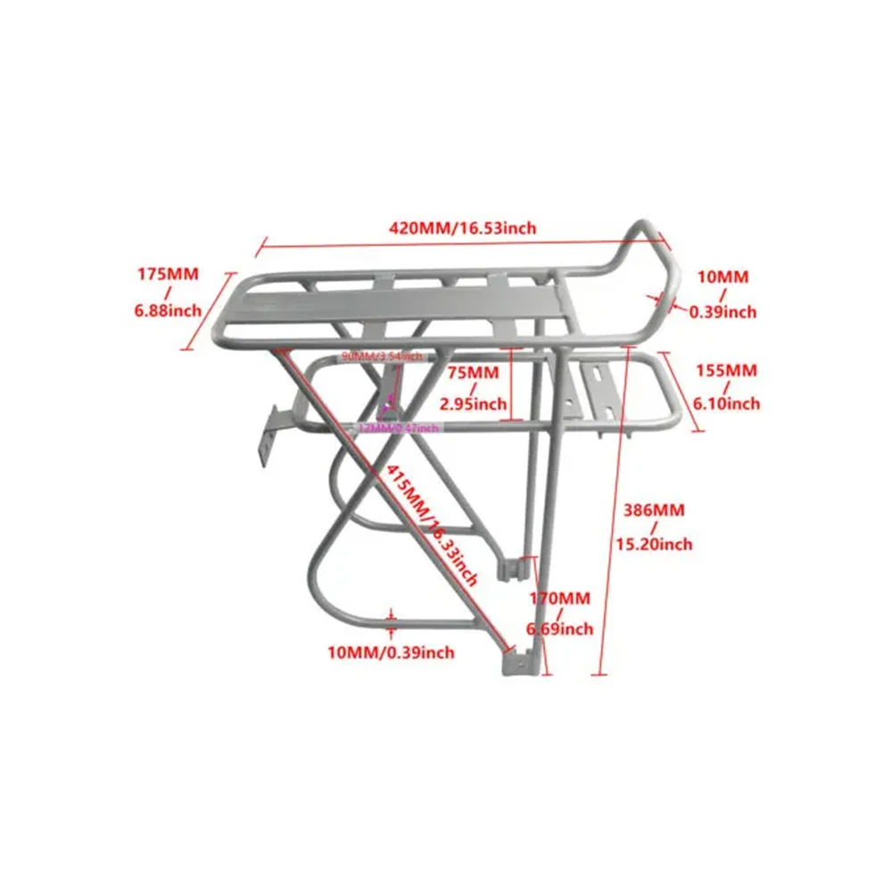 Bicycle Racks eBike Luggage Rack with Double Layer Adjustable Bicycle Battery Rear Carrier Heavy Duty Bike Hanger