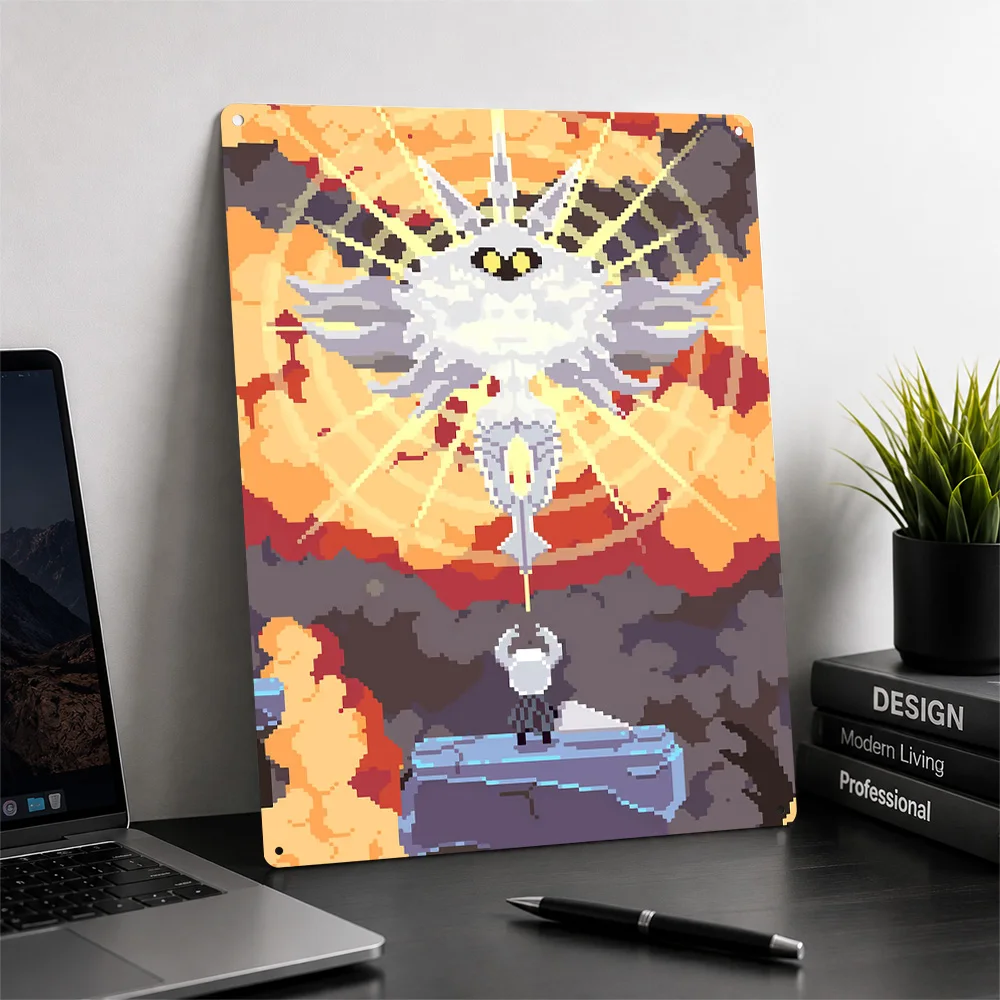 Hollow Knight Radiance Pixel Art Poster Gaming Wall Art Personalized Vintage Metal Tin Sign for Man Cave Home Decor Gamer Gift