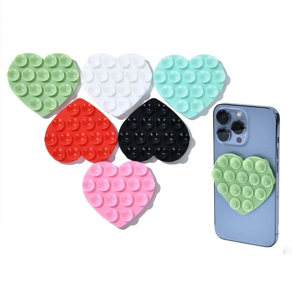 New Heart-shape Suction Cup Bracket Washable Silicone Sucker Mobile Phone Fixed Pad Durable Hand-Free Sucker Support Universal