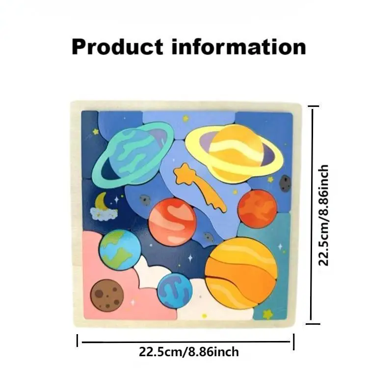 Puzzle d'univers créatif en bois, blocs de construction de puzzle planète, jouets éducatifs pour enfants, apprentissage de la petite enfance