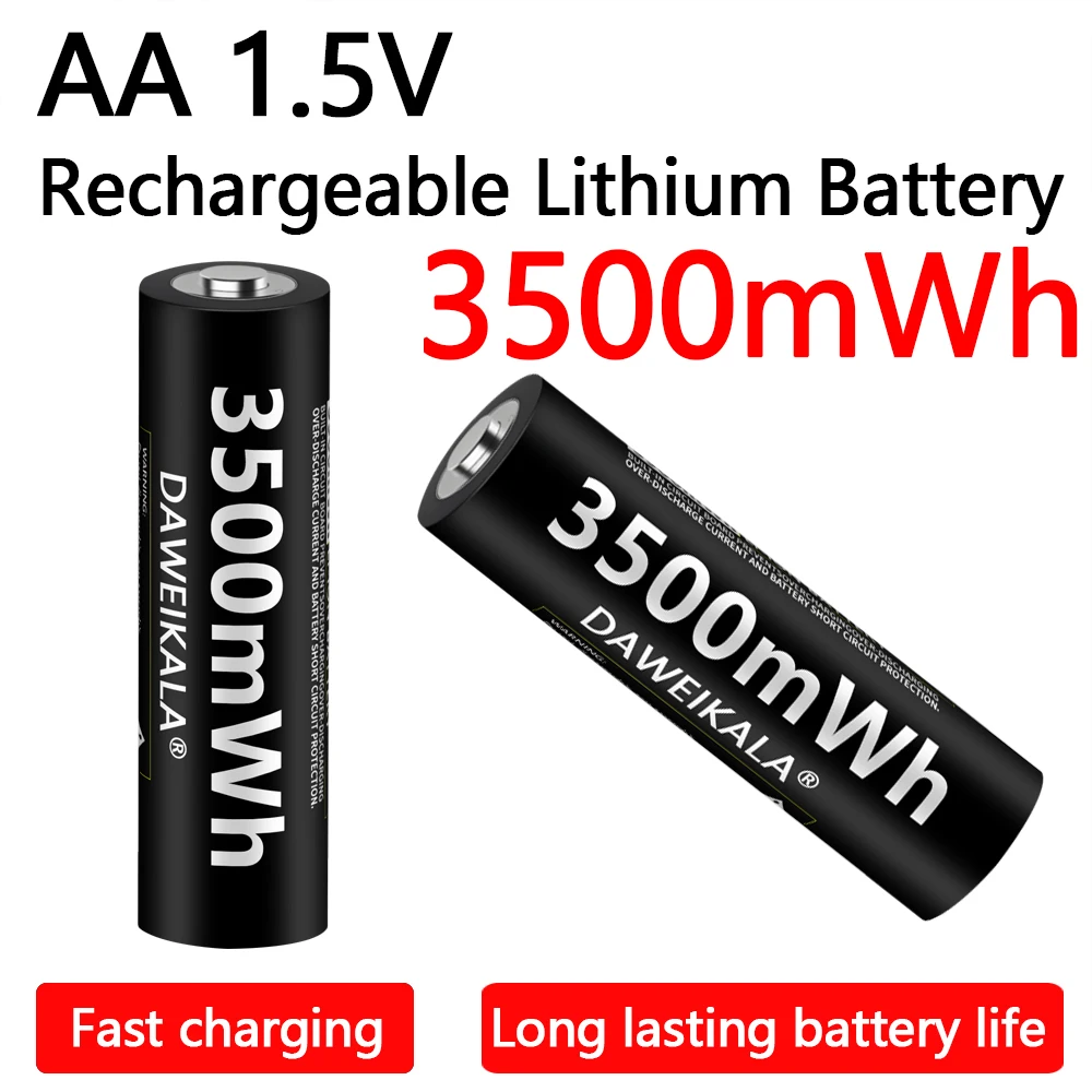 1.5V AA Battery Li ion AA Rechargeable Batteries High capacity 3500mWh For Remote Control Toy Battery Light Fast charging