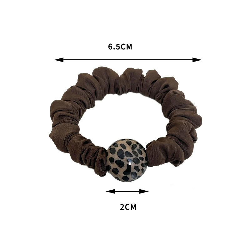 High Elastic Durable Leopard Print Elegant Pearl Head Rope No Harm To Hair Wrinkles Hair Loops Satin Intestine Hair Loop