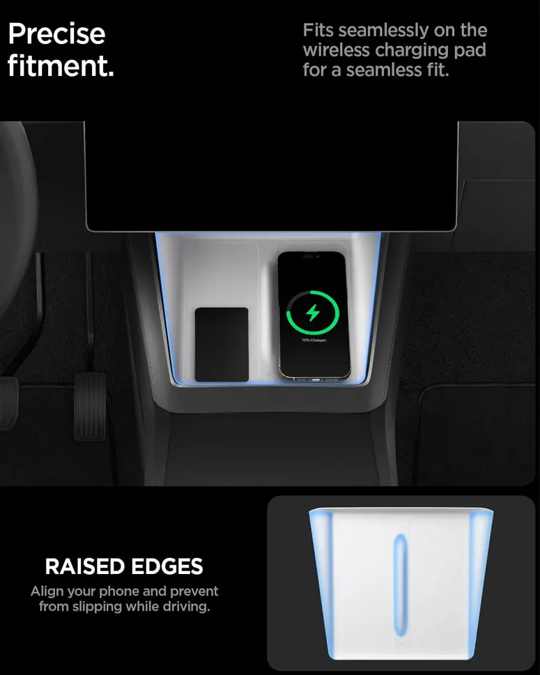 Ultra-Thin Wireless Charging Pad [Unobstructed Charging] Protective Silicone Mat Cover For Tesla Model Y/YL Juniper Model 3