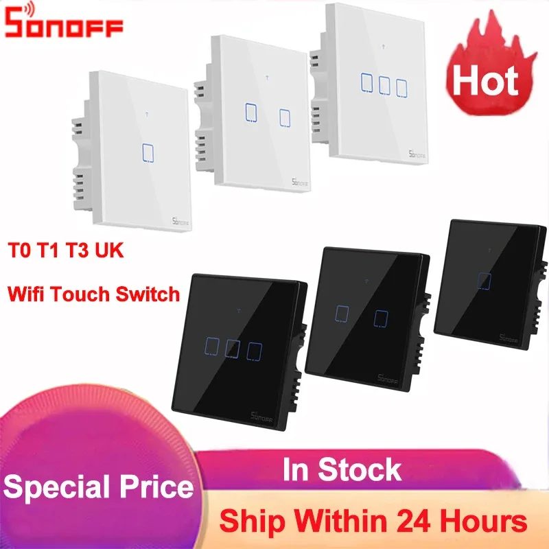 

Умный выключатель Sonoff TX T0 T1 T3 UK с Wi-Fi, сенсорный настенный выключатель света, беспроводное дистанционное управление, таймер через приложение Ewelink.