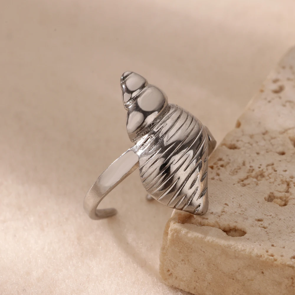 Fashion Shell Starfish Rings for Women Stainless Steel Gold Color Open Adjustable Ring Aesthetic Wedding Waterproof Jewelry Gift