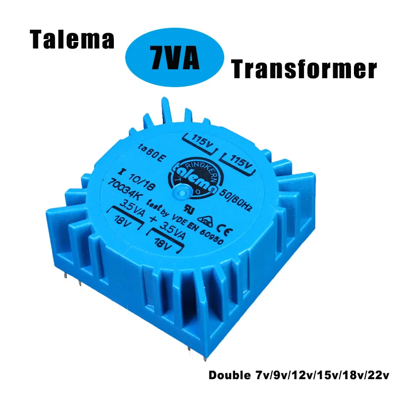 

Talema Original 7VA TALEMA Welding Plated Sealed Square Amplifier Transformer For Home Sound Audio DAC 7W Double 7V 9V 12V 15V