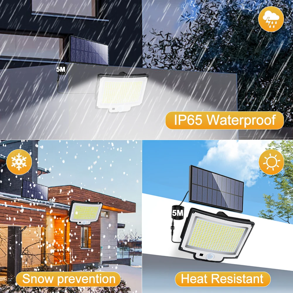 Outdoor Solar Lights 318/348LED Solar Security Lights IP65 Waterproof Motion Sensor Wall Light For Garden Fence Patio