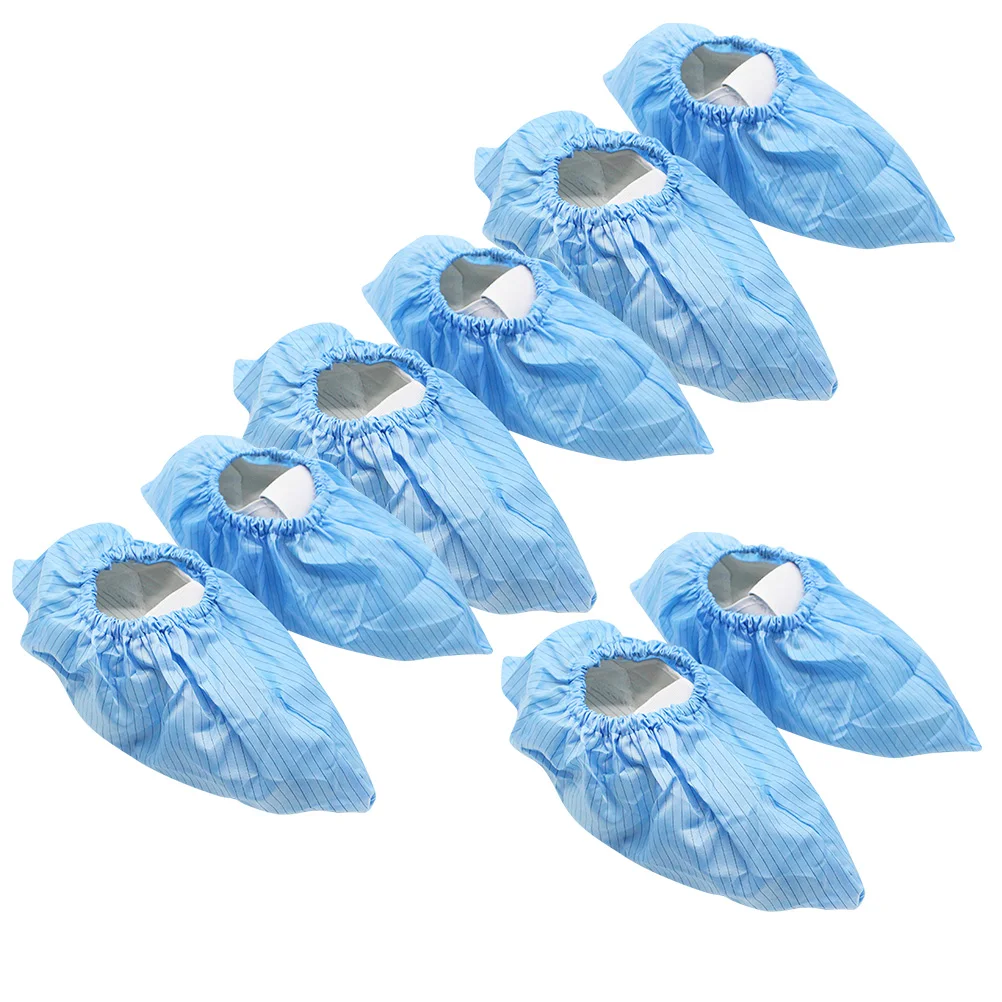 

4 Pairs Anti Static Shoe Covers Reusable Blue Washable Non Slip Dustproof One Size Fits All Men Women Protective Footwear Labor