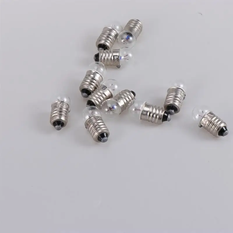 10PCs E10 Flashlight Small Electric Bead Light 2.5V 0.3A Student Physics Experiment Small Lamp