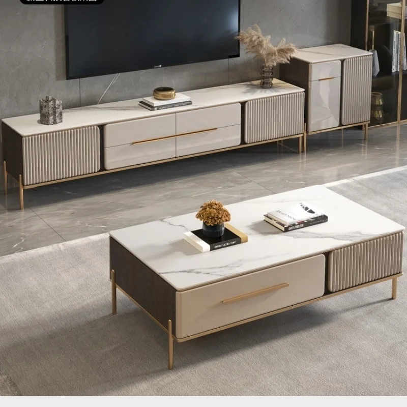 طاولة قهوة من بلاطة الصخور، خزانة تلفزيون، مزيج بسيط وحديث، خزانة تلفزيون لغرفة المعيشة، شقة صغيرة، طاولة تلفزيون فاخرة وخفيفة الوزن #2