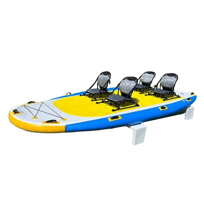 

Inflatable water board, four-person surfboard with seat, multi-person sightseeing lake paddle board