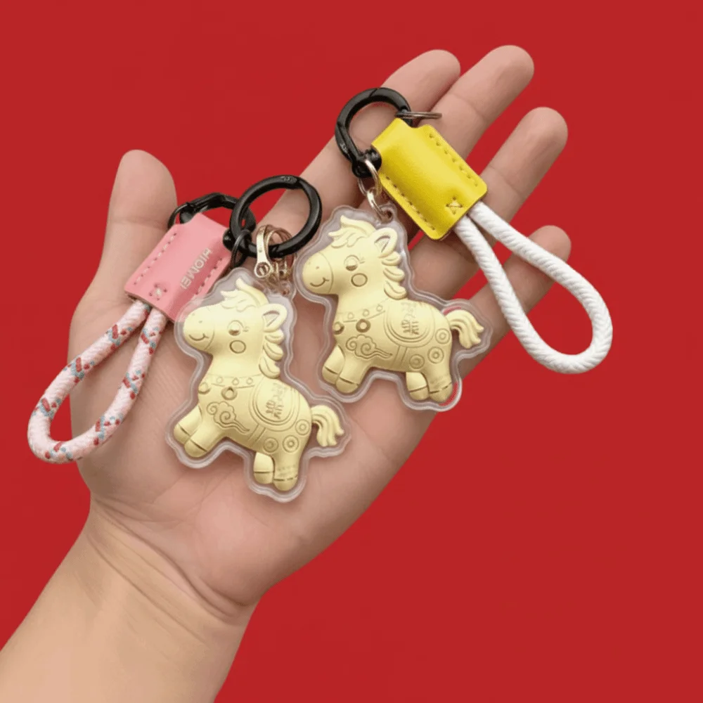 تنوعا المهر المفاتيح الكرتون الذهب المهر حقيبة قلادة 2026 زودياك الحصان سلسلة هواتف المحمول زودياك الحصان سنة محظوظ هدية تذكارية