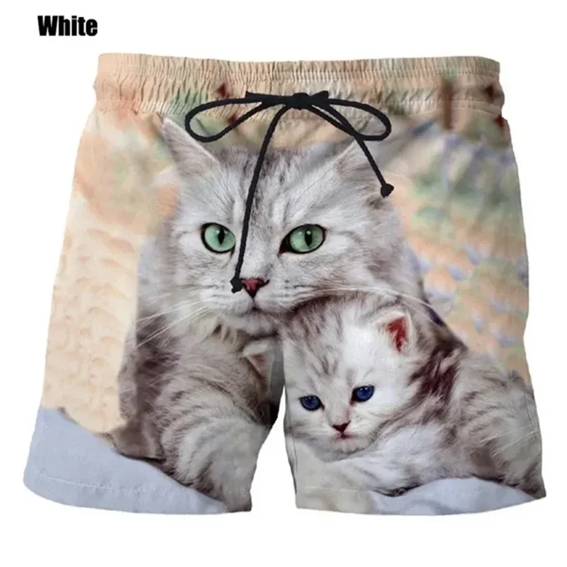 New Fashion Cute Cat Graphic Board Shorts For Men 3D Printed Casual Unisex Funny Animal Beach Swimming Shorts Men Trunks