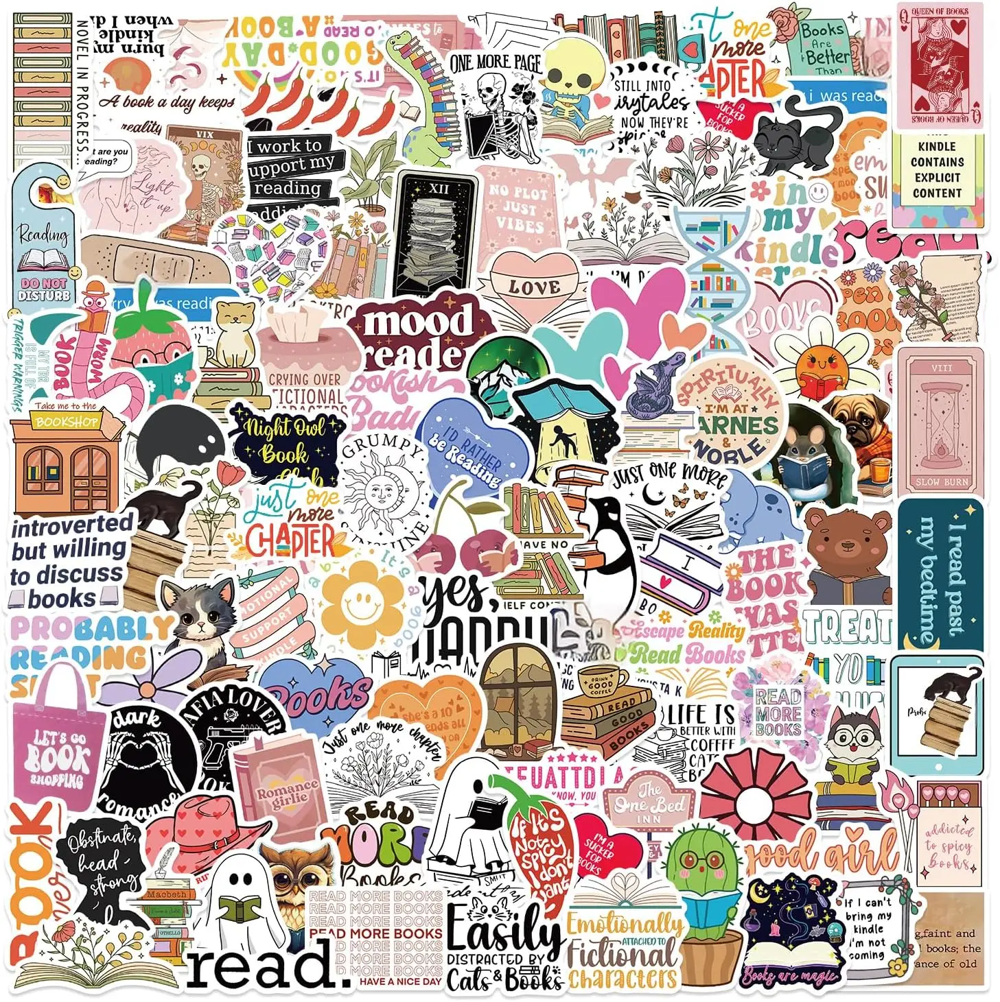 

125 PCS Holographic Bookish Stickers for Kindle - Waterproof Vinyl Decals for Kindle Accessories
