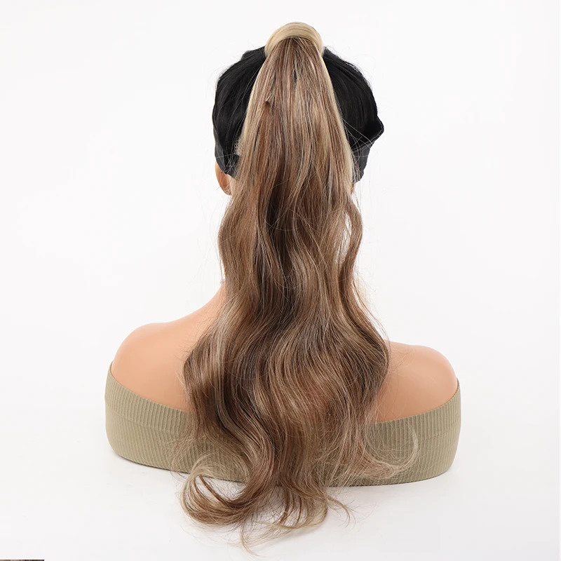 Synthetic Flexible Steel Wire Wrap Around PonyTail Length Hair Ponytail Extensions Blonde Ponytail Hairpieces For Women