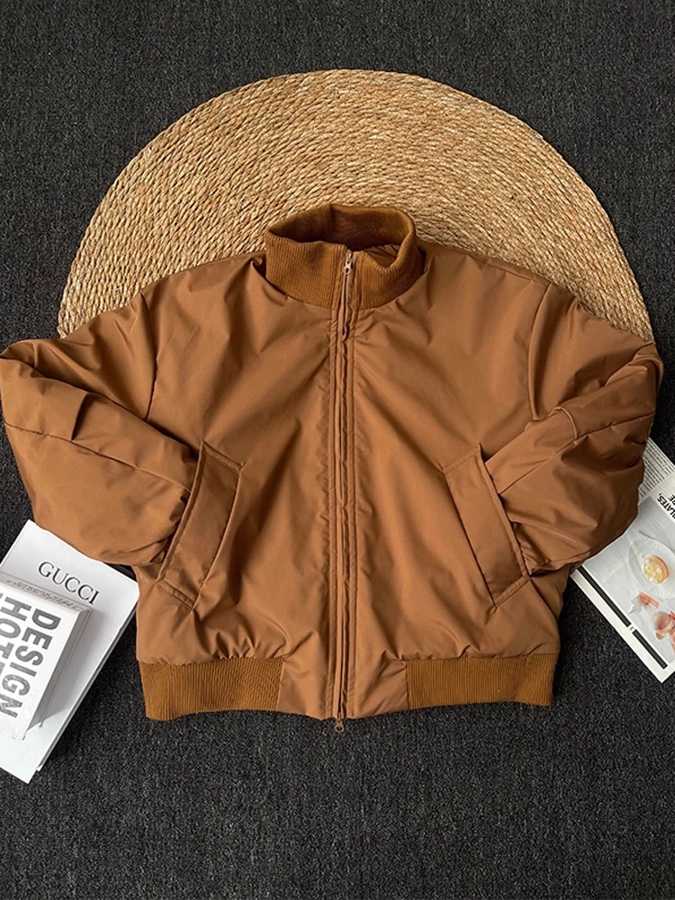 الرجال القطن الطيران Jaet الشتاء Thiened ort Sle مبطن الدفء ألياف البوليستر طويلة Sve سستة إغلاق لون نقي