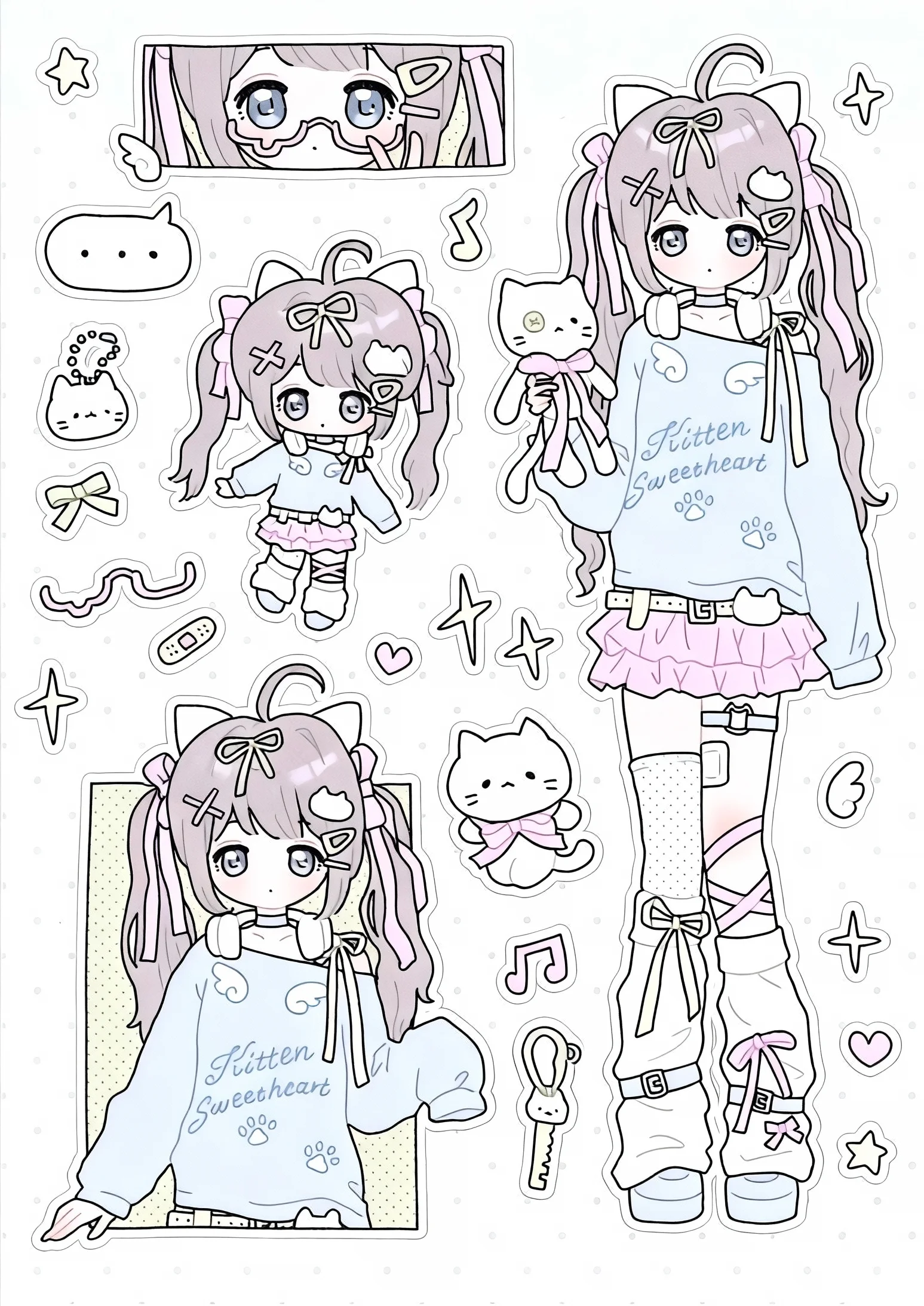 Sweet Girl Cute Cartoon Ins Collage Characters Guka Stickers DIY Decorative Handbook view 5