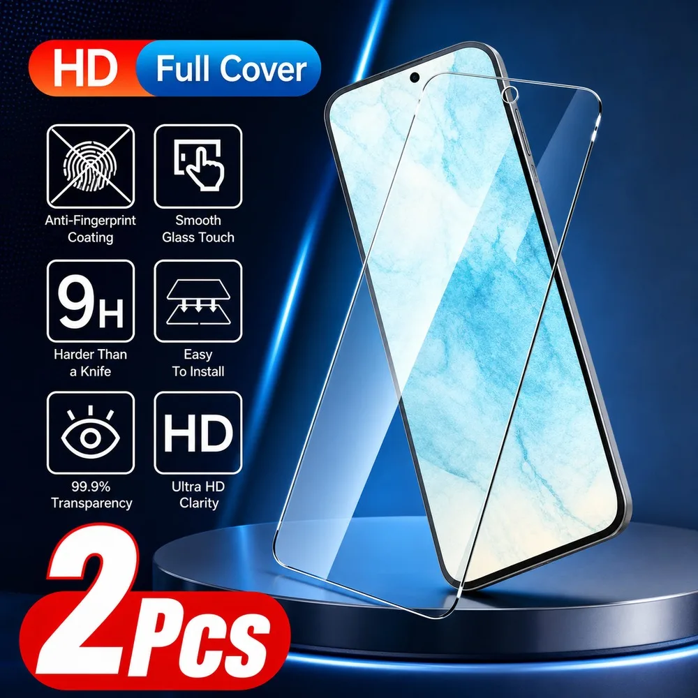 2PCS Tempered Glass For Samsung Galaxy A15 A16 A17 A25 A26 Screen Protector For Samsung Galaxy A27 A33 5G A35 A36 A52 A54 A55