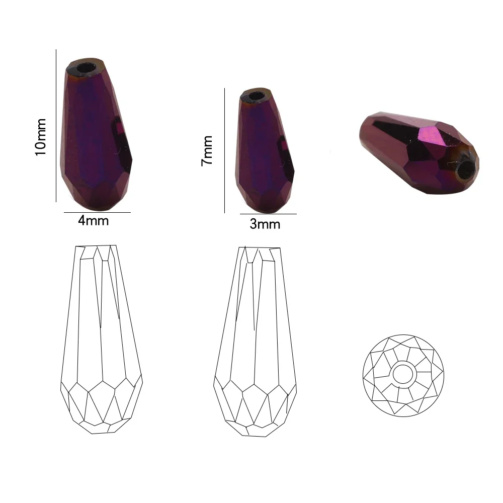 3x7/4x10mm Mixed Crystal Glass Teardrop Beads DIY Loose Spacer Crafts Jewelry Making Earings Garment Needdlewrok Accessories
