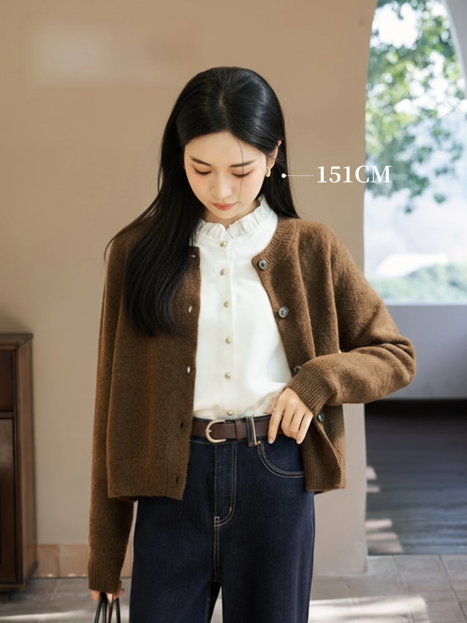 

Soft Knitted ort Cardigan Women's Decorative Button Warm Outerwear Autumn Winter Casual Sle Polyester Fiber Long Sve