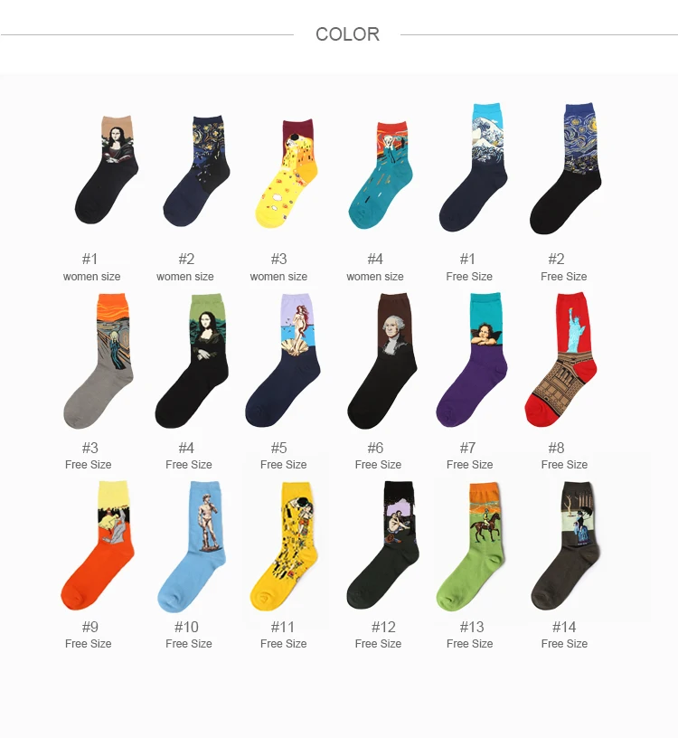 

5Pairs Socks Women Dropshipping Autumn Winter Retro Women Art Van Gogh Mural World Famous Oil Painting Series Socks Funny Socks