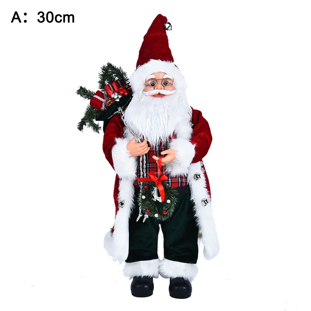 Santa Claus Figurines, Santa Claus Christmas Ornaments Decorations Holding Wreath, Traditional Stand