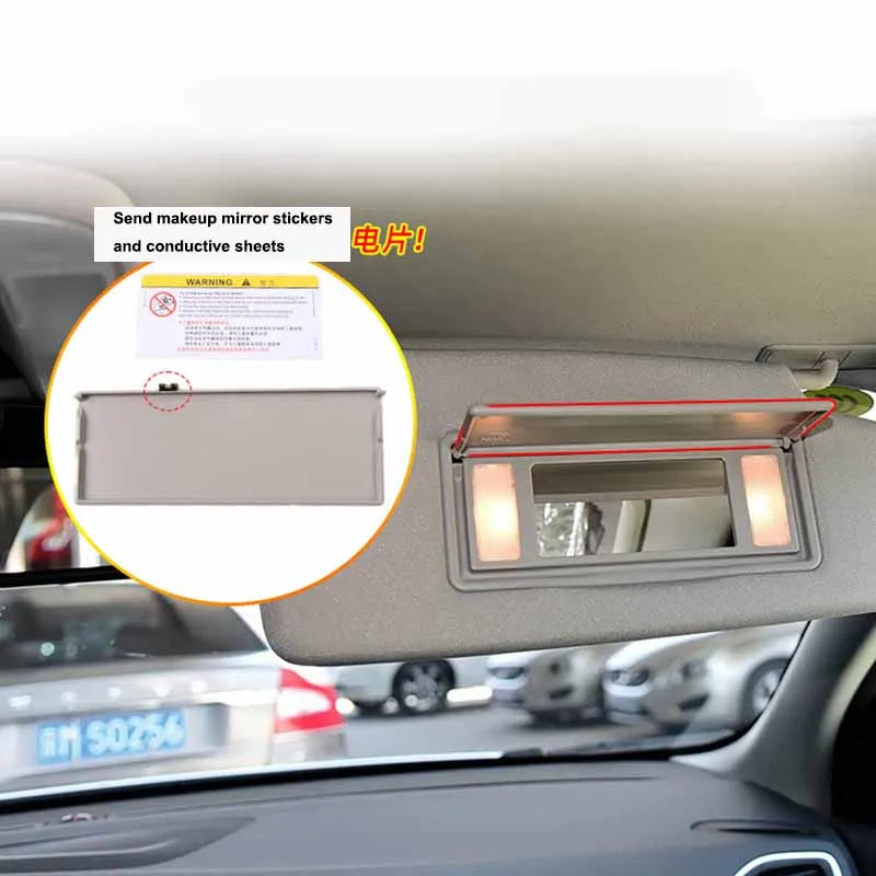 Interior Accessories Car Front Sun Shade Visor Single Card Makeup Cosmetic Mirror Cover For Volvo V40 2013-2018 S60