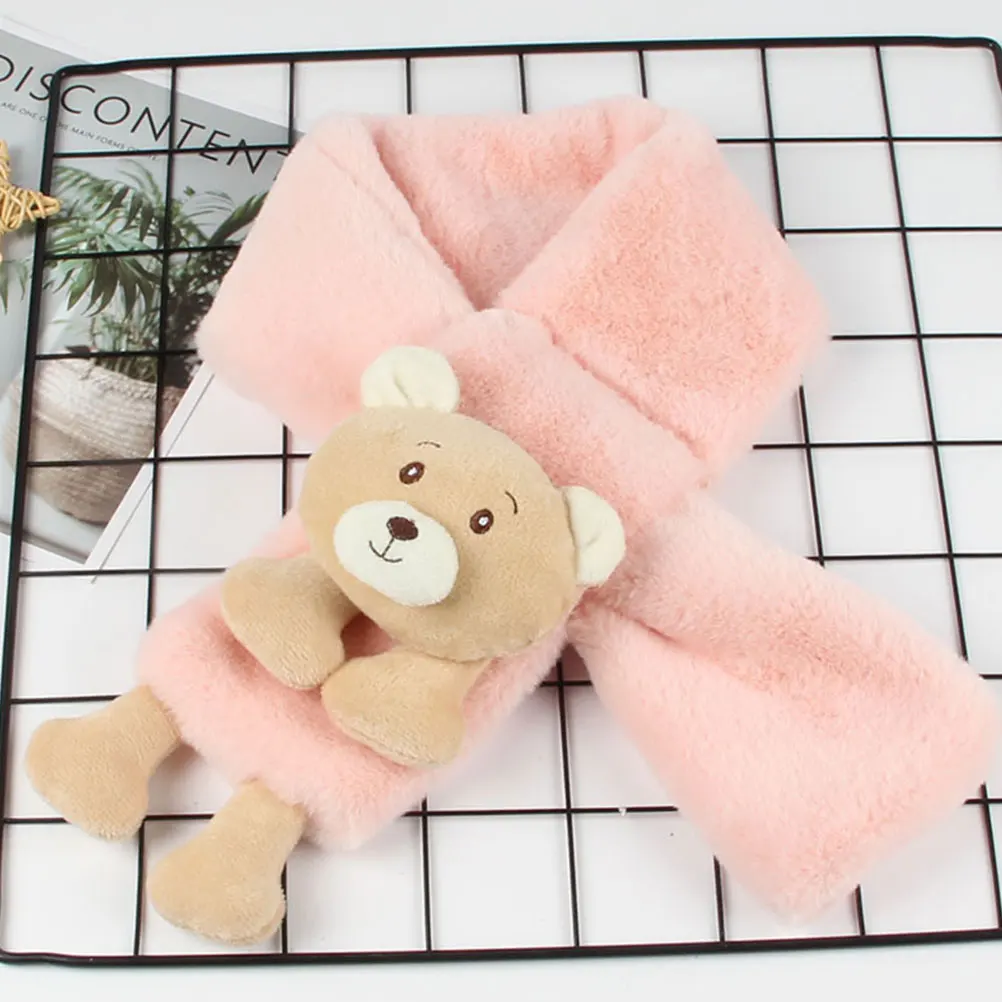 

Cartoon Winter Baby Scarf Cute Bear Plush Scarves for Kids Boys Girls Korean Solid Color Children Warm Neckerchief for Outdoor