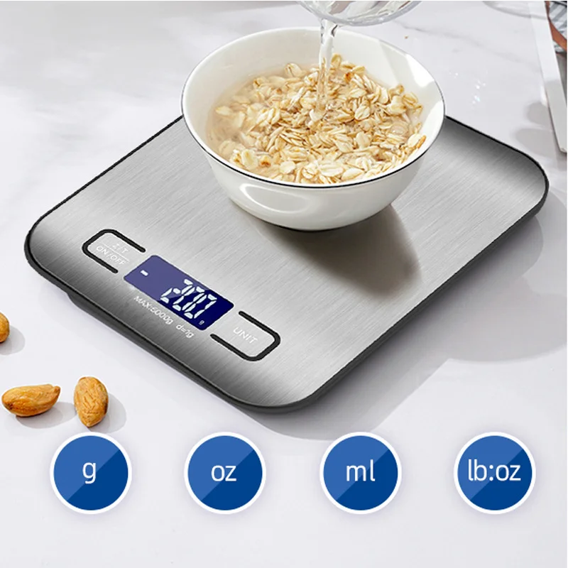 Báscula Digital de Cocina de Alta Precisión 5kg/1g |   Báscula Electrónica de Acero Inoxidable para Alimentos, Joyería, Repostería y Uso Doméstico