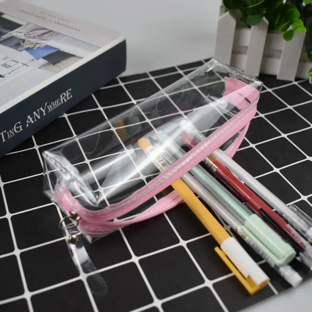 1Pcs Transparent Zipper Pencil Case Pen Bag Makeup Pouch Sundries Organizers Stationery Gifts School Supplies Gift