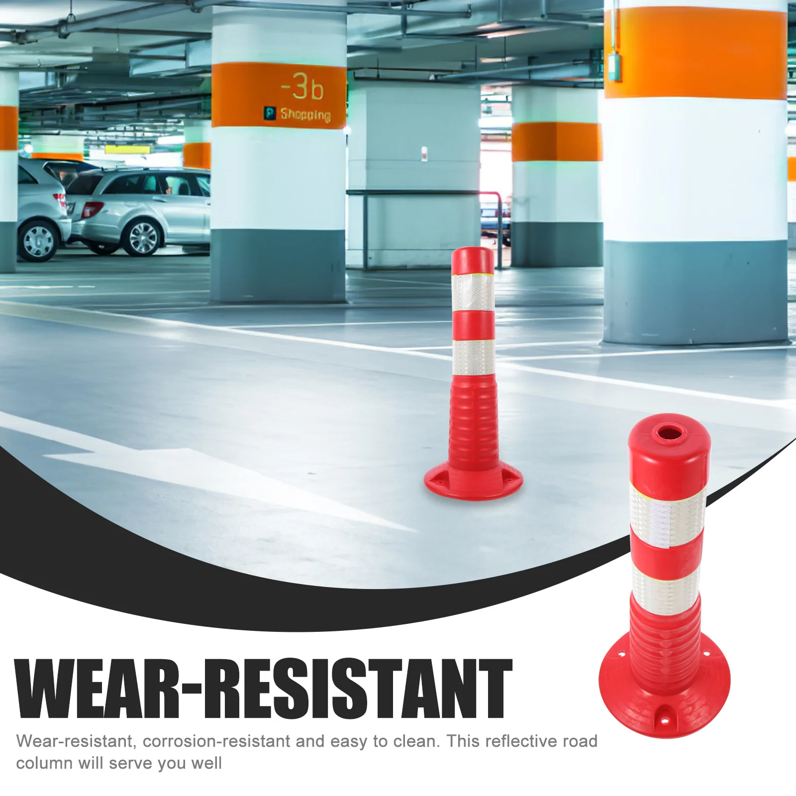 عمود تحذير مضاد للتصادم عاكس للطريق كومة مادة بلاستيكية متينة قوية مقاومة للاهتراء وقابلة للتعديل
