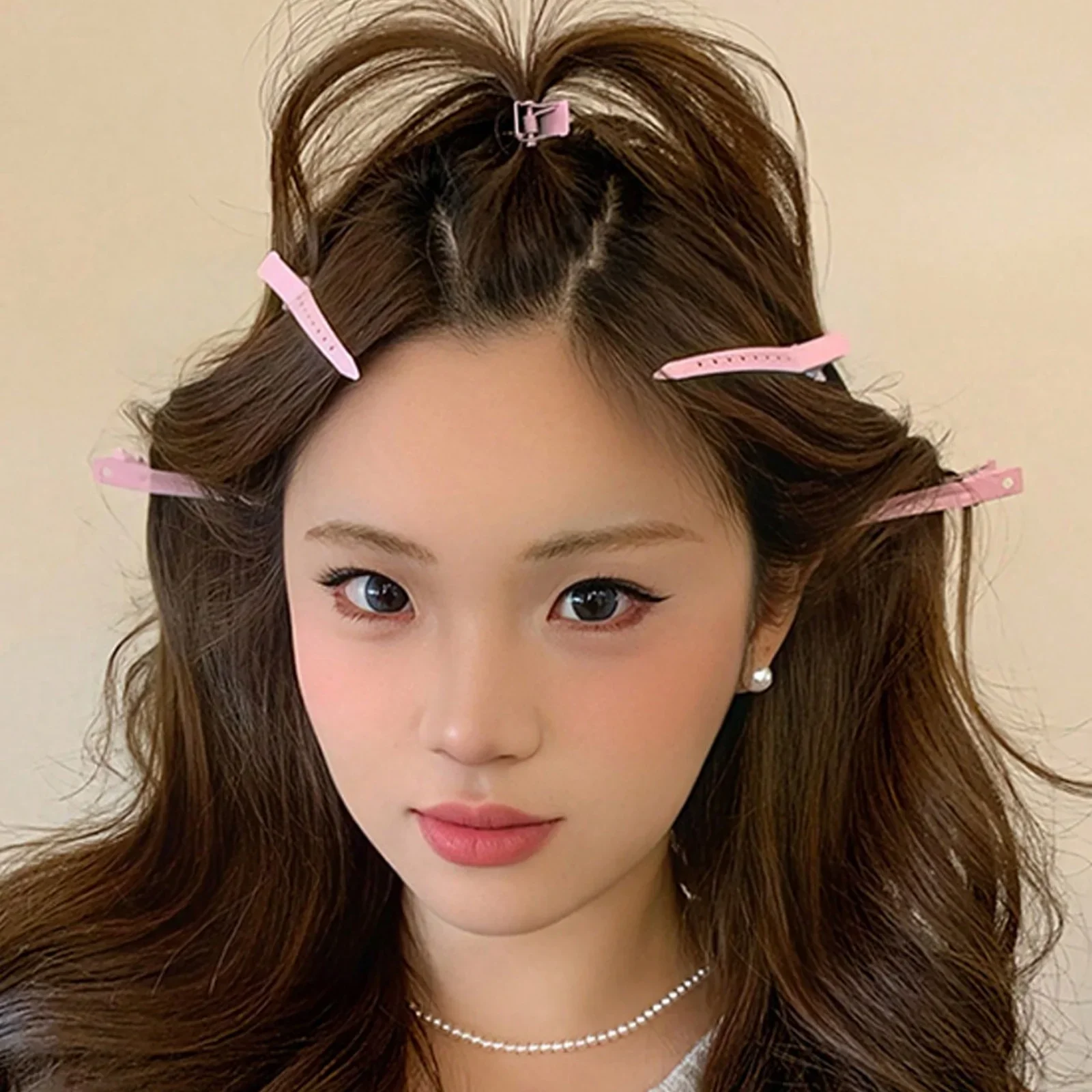 12PCS Fashionable Minimalist Street-Style Hollow-Out Metal Hair Clips, Pink Alloy Material 9cm / 3.54 Inches, Suitable for Women