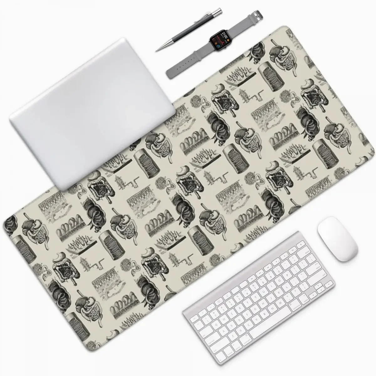 Vintage Human Anatomy Of Gastrointestinal Tract Large Mouse Pad Computer Keyboard Mouse Mat Gamer PC Laptop Desk Mat Office