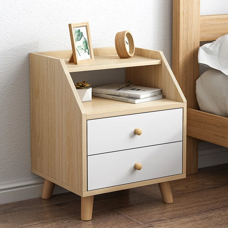 K-STAR Solid Wood Bed Economical Nordic Bedside Cabinet Small Lockers Receive Ark Creative Multifunction Bedroom