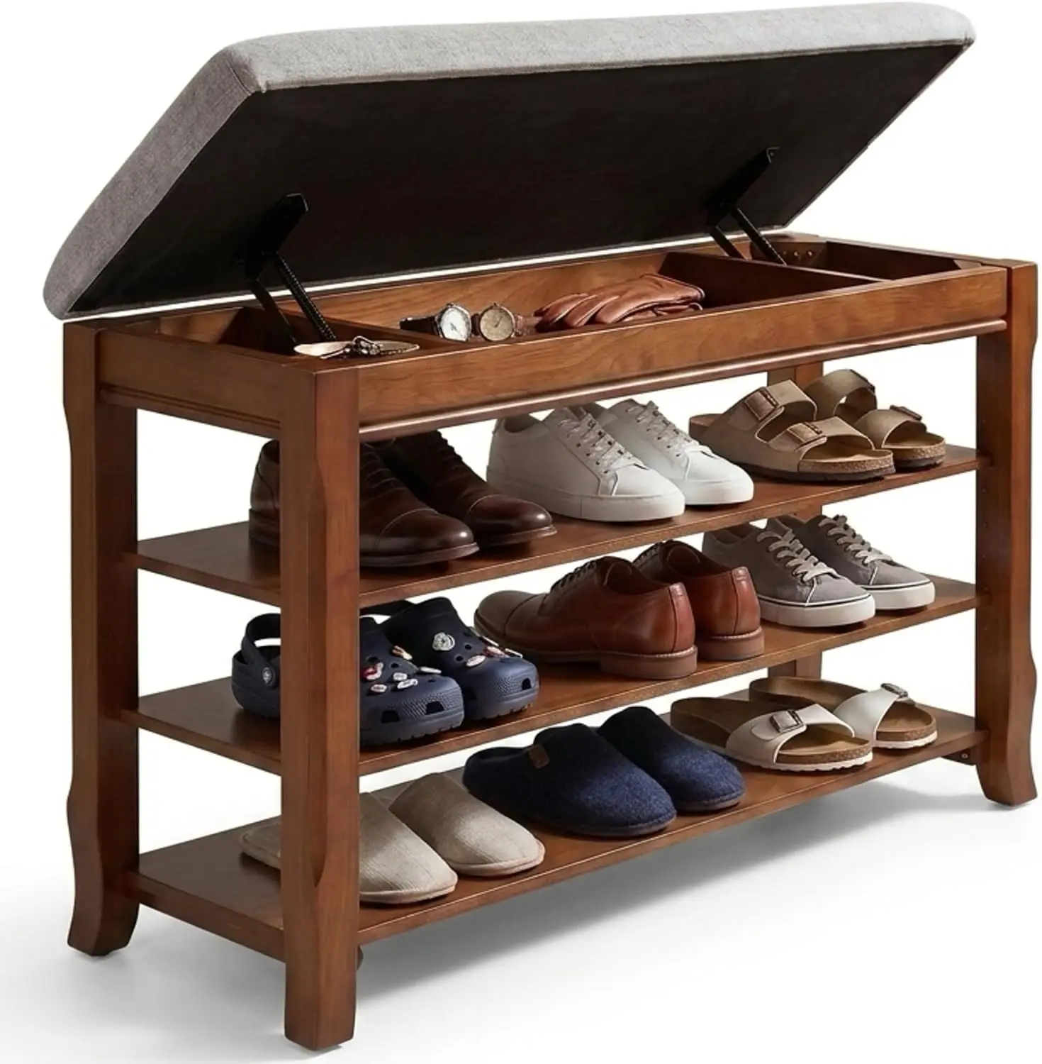 Solid Wood Bench Shoe Storage Flip Top Lid 31 5 Inches