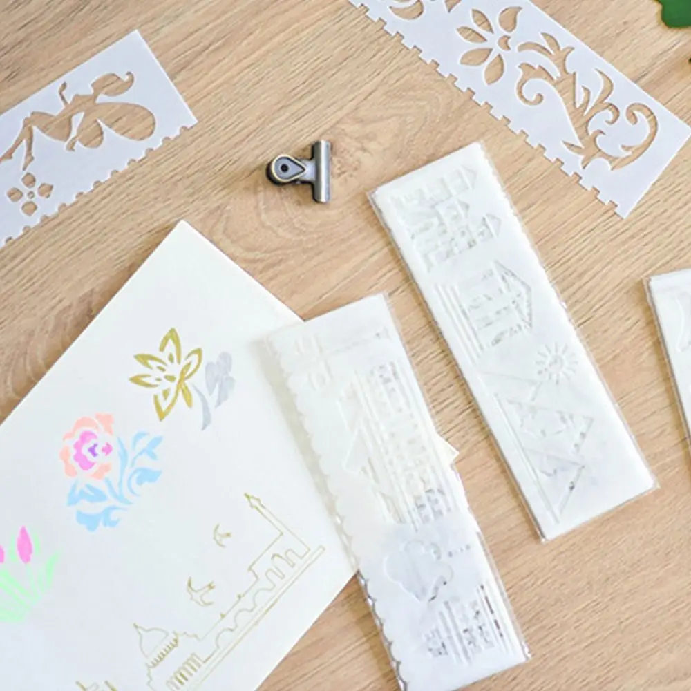 

8Pcs/set Photo Album Hand Painted Scrapbooking Painting Tools Drawing Stencils Letter Stencil Drawing Templates DIY Template