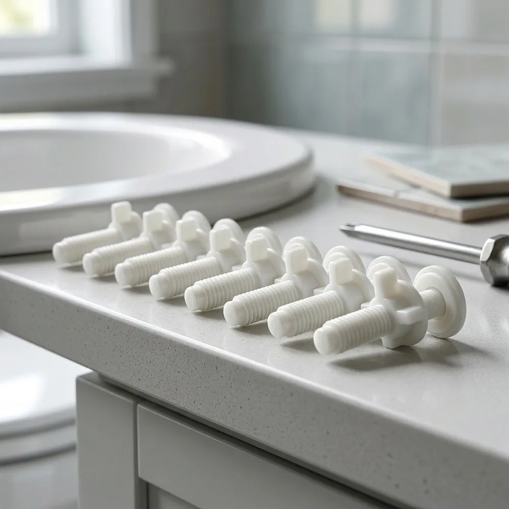 Plastic Toilet Seat Replacement Kit 10 Bolts 10 Washers 10 Nuts Compatible with Conventional Toilet Seat Designs