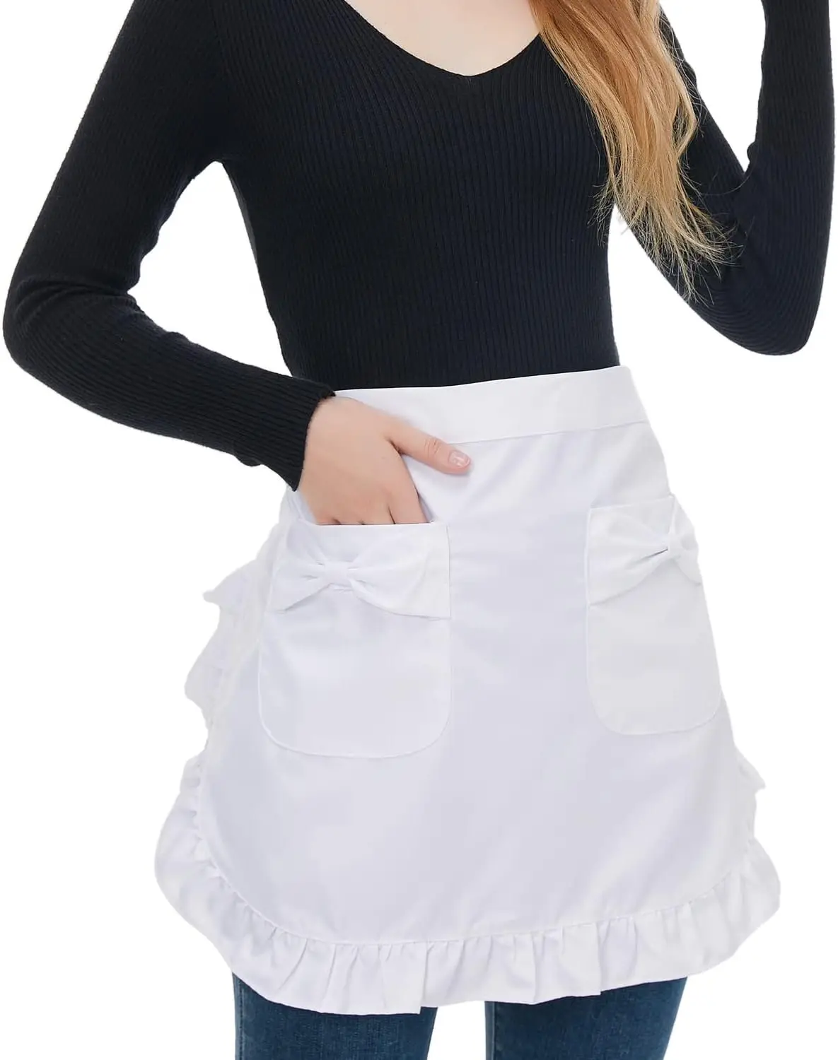 

Love Potato Waist Apron with Pockets, Kitchen Cooking Half Aprons for Women