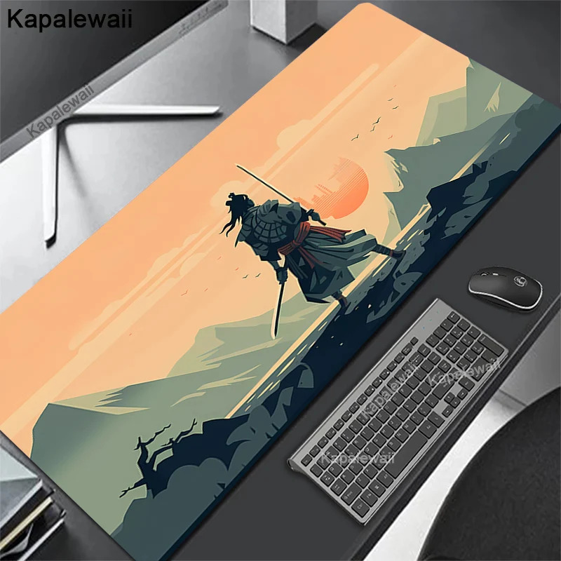 

90x40cm Large Mousepad Japanese Samurai Mousepads Keyboard Mat Office Desk Rug XXL HD Print Desk Mats Company Mouse Pad For Gift