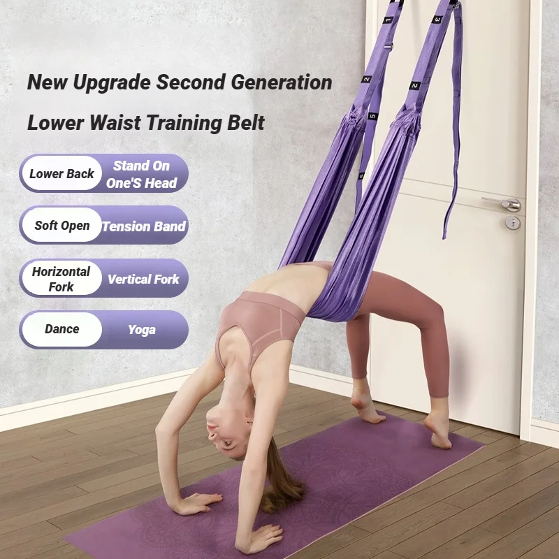 Correa de Yoga aérea ajustable para mujer, cuerda para tirar, hamaca colgante, entrenador de férulas para piernas, cinturón de gimnasio para estiramiento y Fitness