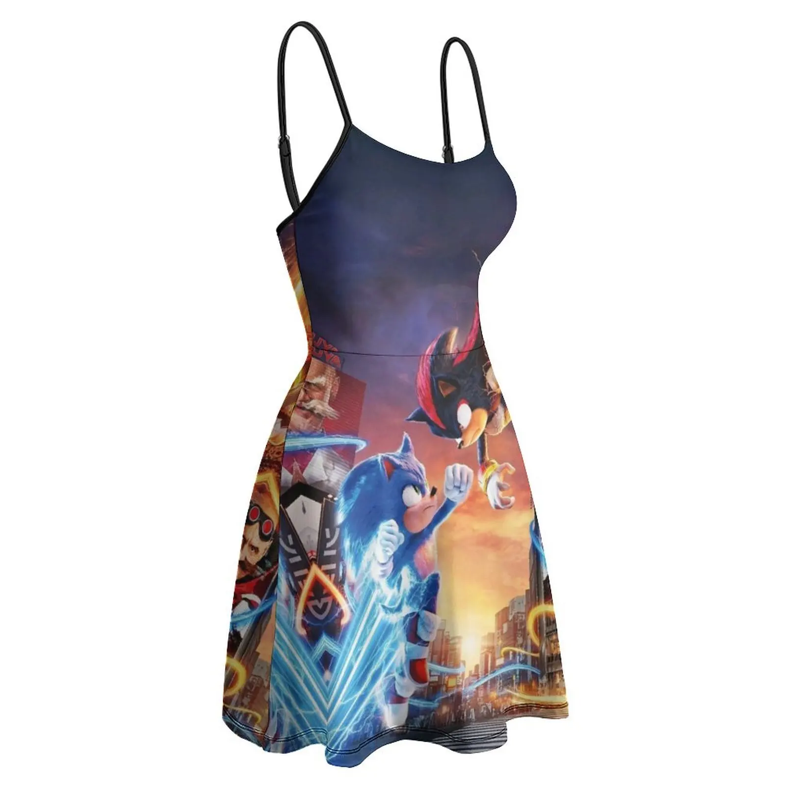 سرعة الطمس الأزرق للصوت القنفذ سونيك El Erizo (282) جرافيك عتيق ملابس نسائية غريبة فستان بكتافة نسائية فكاهة Gr