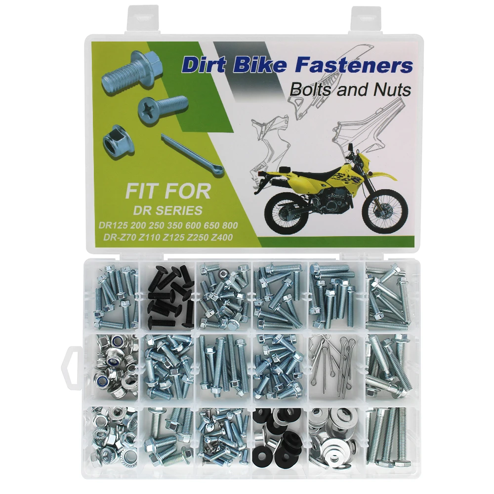 250PCS Plastic Frame Fender Body Engine Bolts Kit For Suzuki DR125/200SE/250/350/600/800 DR650R/RS/RSE/SE/S DR-Z110/125/250/400