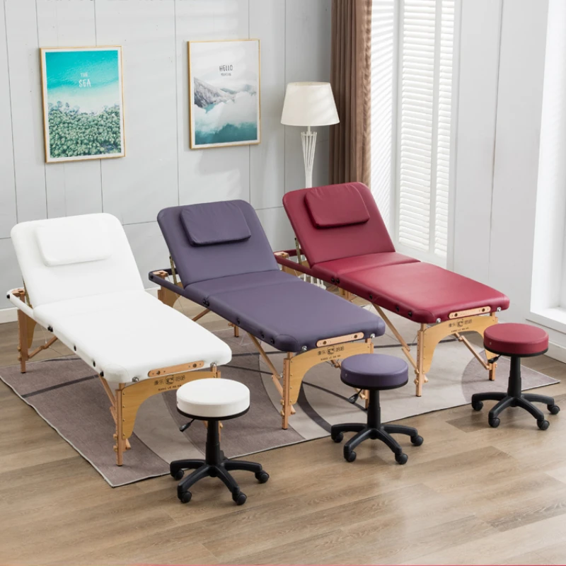 Lettino da massaggio pieghevole per il viso Spa in legno impastare Lettino da massaggio per bagno regolazione speciale Lettino Estetista Salon Furniture RR50MB