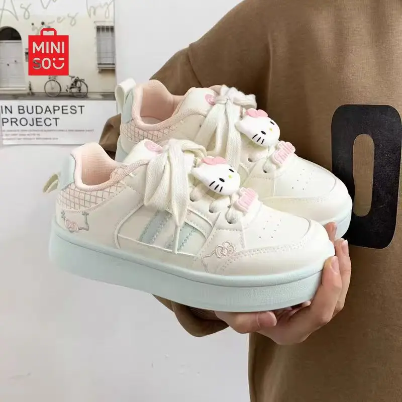 

Кроссовки Miniso 2024, кроссовки с героями мультфильмов для девочек, модная белая повседневная обувь для больших детей, осенние незаменимые