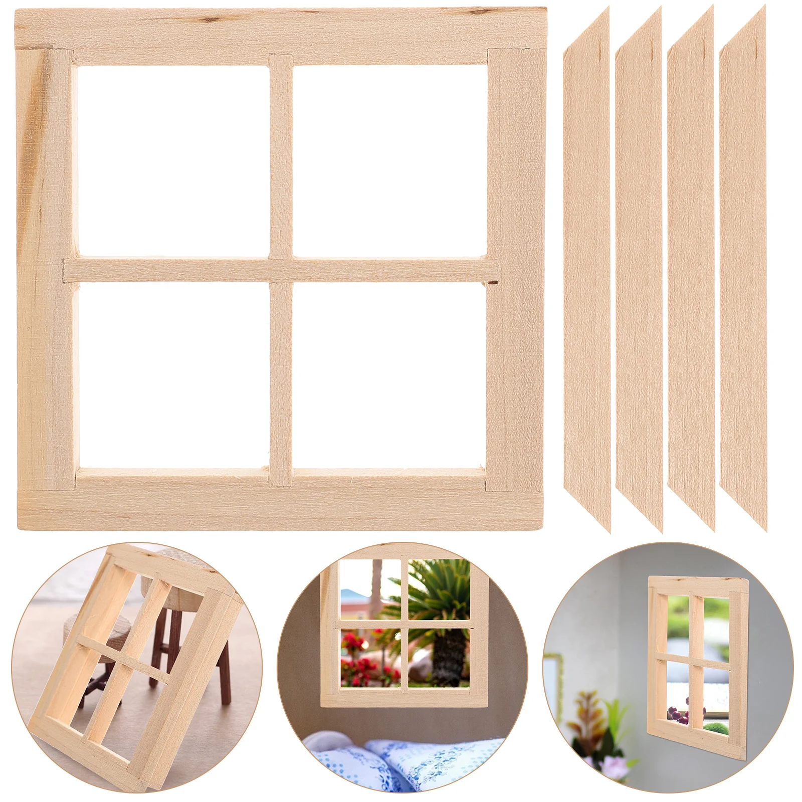 Puertas y ventanas para casa de muñecas, juguete para juego de imitación, muebles en miniatura, modelo de madera, juguetes para niños 1:12, adorno para el hogar, decoración para habitación