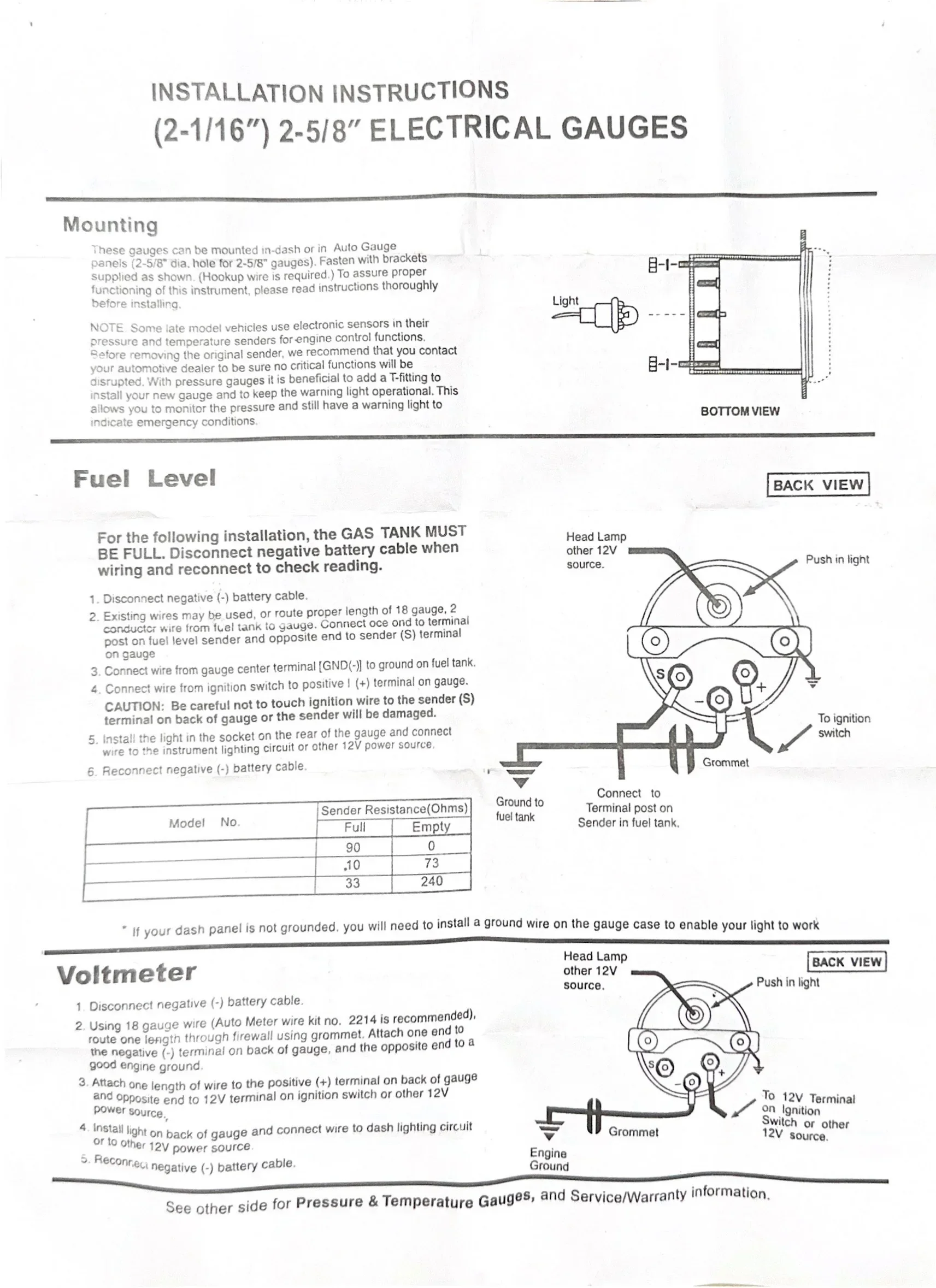 12V Universal Fahrzeug 2'' 52MM Öldruck- und Wassertemperaturanzeige, Öltemperatur-Voltmeter, Kraftstoffstandsanzeige mit Autohalterung – Detail 10
